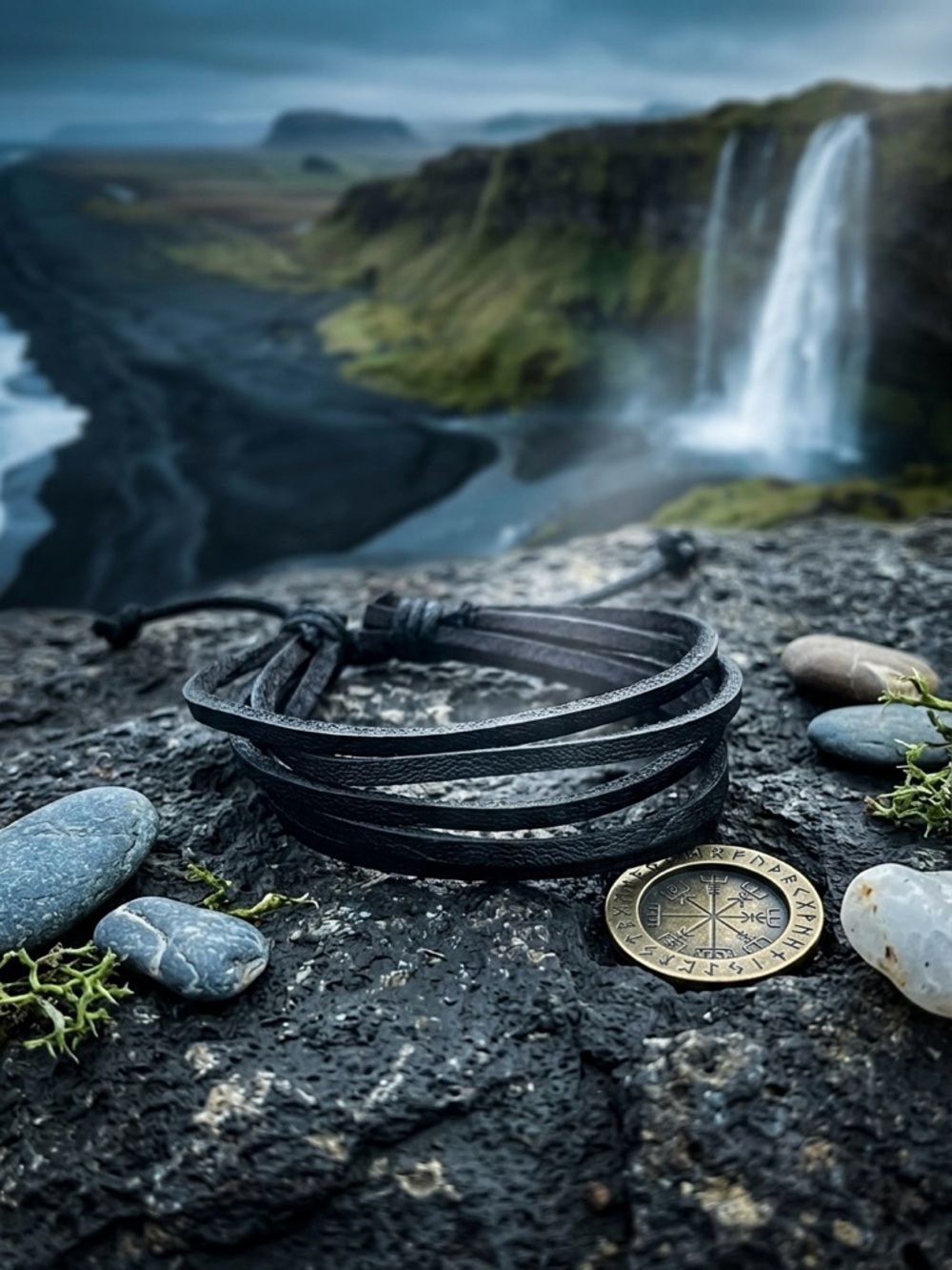 Hand Crafted Black Multi-Strap Leather Bracelet